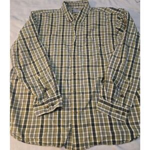Carhartt Shirt Mens 2XL Yellow Plaid Button Front Relaxed Fit Long Sleeve